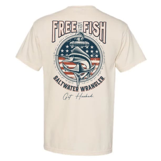 Saltwater Wrangler Free to Fish Tee